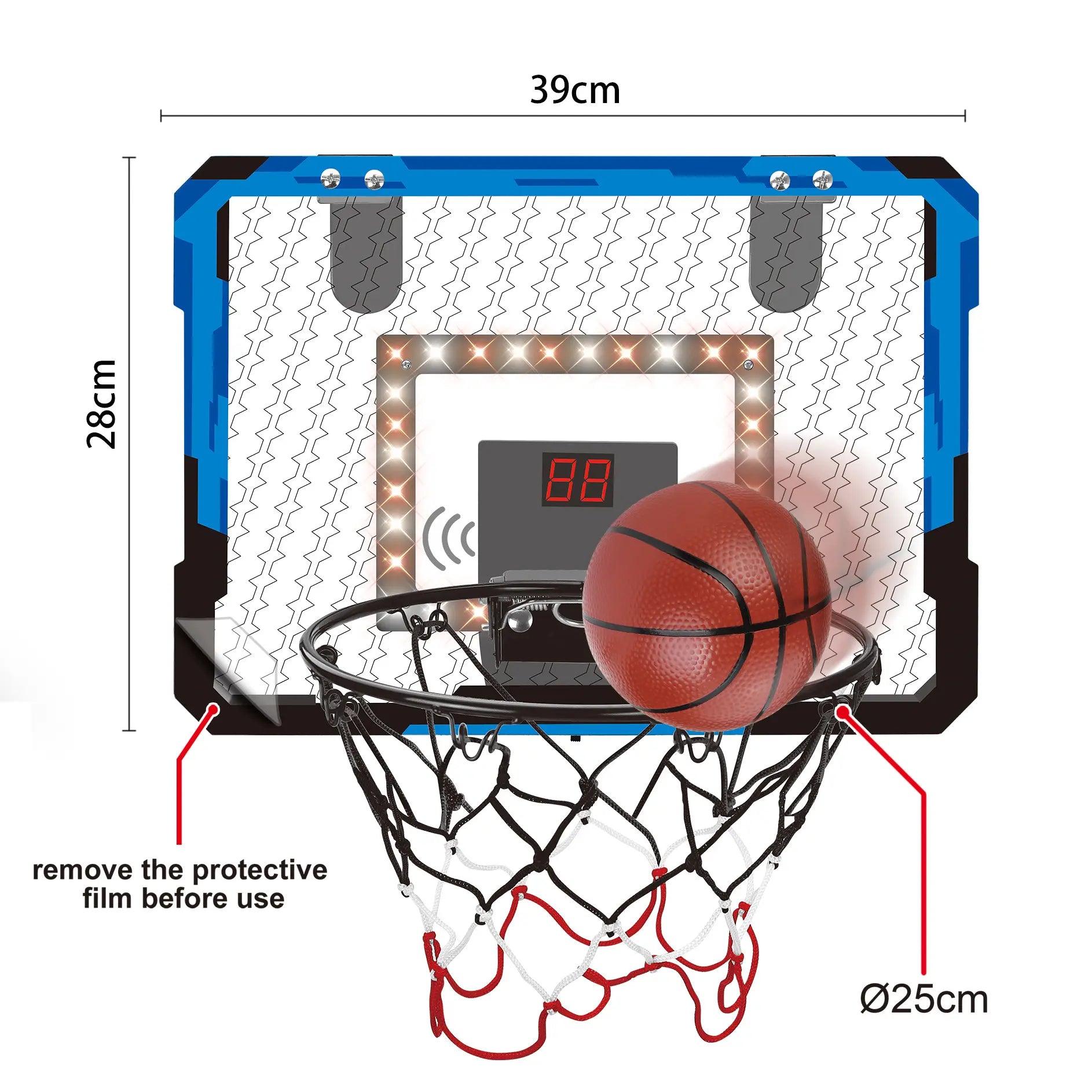 Electronic Scoreboard Over the Door LED Hoop for Kids