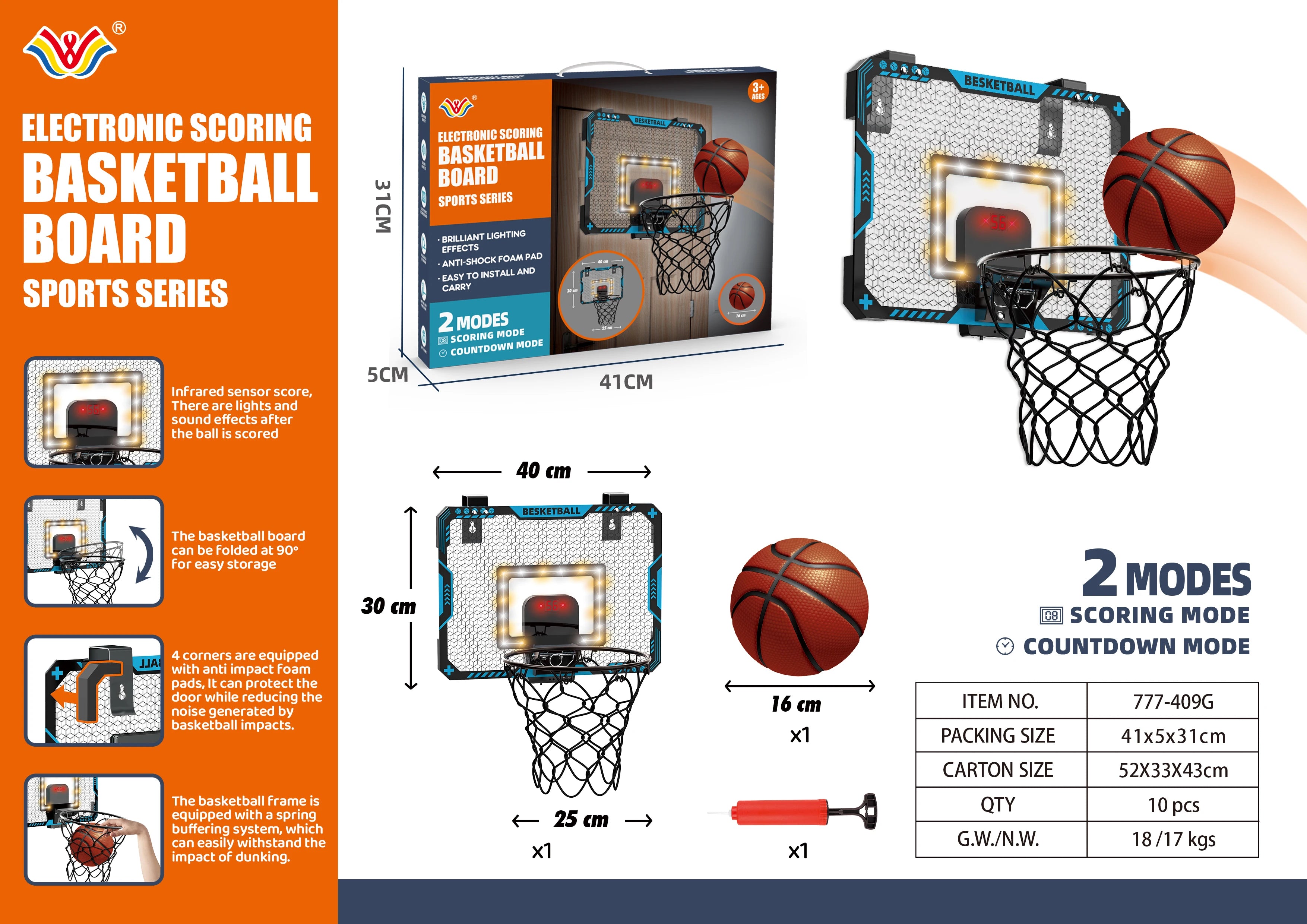 Two-player Scoring Basketball Indoor Portable Hoop